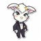 Sticker, happy colourful Goat wearing tuxedo, kawaii, contour, vector, white background