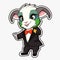 Sticker, happy colourful Goat wearing tuxedo, kawaii, contour, vector, white background