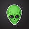 Sticker head of the alien with green skin