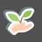Sticker Holding Plants. suitable for Spring symbol. simple design editable. design template vector. simple symbol illustration