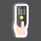Sticker Holding Remote. suitable for Hand Actions symbol. simple design editable. design template vector. simple symbol