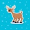 Sticker illustration of a flat art cartoon cheerful deer