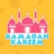 Sticker or label design with mosque for Ramadan Kareem.