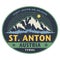 Sticker or label with mountains and text Sankt Anton am Arlberg, Austria