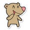 sticker of a laughing bear cartoon