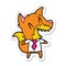sticker of a laughing fox in shirt and tie