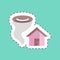 Sticker line cut Tornado Hitting House. suitable for disasters symbol. color mate style. simple design editable. design template