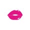 Sticker lips in the style of Barbie. Pink color. Flat illustration isolated on white background.