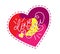 Sticker Love you. Lettering. Emblem of Valentine`s day