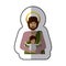 Sticker medium shade of half body saint joseph with baby jesus