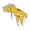 sticker of a melting pizza cartoon