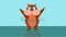 Sticker for messenger app with fun animals. The hamster turns the Hoop