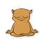 Sticker for messenger with funny animal. Hamster practicing yoga, sitting in Lotus position. Vector illustration