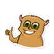 Sticker for messenger with funny animal. Happy hamster showing thumb-up or like gesture. Vector illustration isolated on