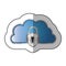 sticker metallic cloud tridimensional in cumulus shape with padlock