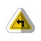 sticker metallic realistic yellow triangle frame turn left traffic sign