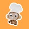 Sticker of Monkey Chef Carry Spatula Cartoon, Cute Funny Character, Flat Design