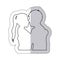 sticker monochrome contour with half body couple hugged