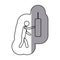 sticker of monochrome pictogram with man knocking punching bag