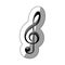 sticker monochrome silhouette with sign music treble clef