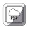 sticker monochrome square frame with cloud with lightnings