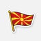 Sticker national flag of Macedonia on flagstaff