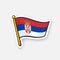 Sticker national flag of Serbia with coat of arms on flagstaff