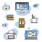 Sticker pack with icons for business - work from home and online learning