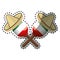 Sticker pair mexican maraca instrument with traditional hat