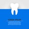 Sticker paper tooth on blue background.