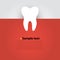 Sticker paper Tooth On Red Background.