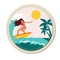 Sticker picture girl surfer on the wave ocean sea island