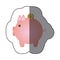 sticker pink piggy bank with dollar coin