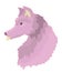 Sticker pink wolf in profile.