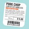 Sticker For Pork Chop Design For Product Vector