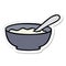 sticker of a quirky hand drawn cartoon bowl of porridge