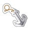 sticker realistic silver silhouette anchor design with rope break