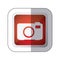 sticker red square button with silhouette analog camera