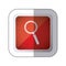 sticker red square button with silhouette magnifying glass