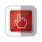 sticker red square button with silhouette pixelated hand pointing up