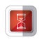 sticker red square button with silhouette pixelated Hourglass pc