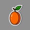 Sticker Ripe Tasty Apricot. Vector color emblem or label