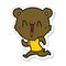 sticker of a running bear cartoon