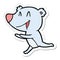 sticker of a running bear cartoon