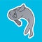 Sticker of Seals Swim While Waving Cartoon, Cute Funny Character, Flat Design
