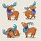 Sticker set of cute cartoon hand drawn elks