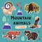Sticker set with mountain animals