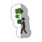sticker shading colorful pictogram planting trees with plantpot