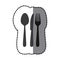 sticker shading monochrome cutlery kitchen elements icon