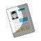 Sticker shading side view file info with curriculum vitae sheet